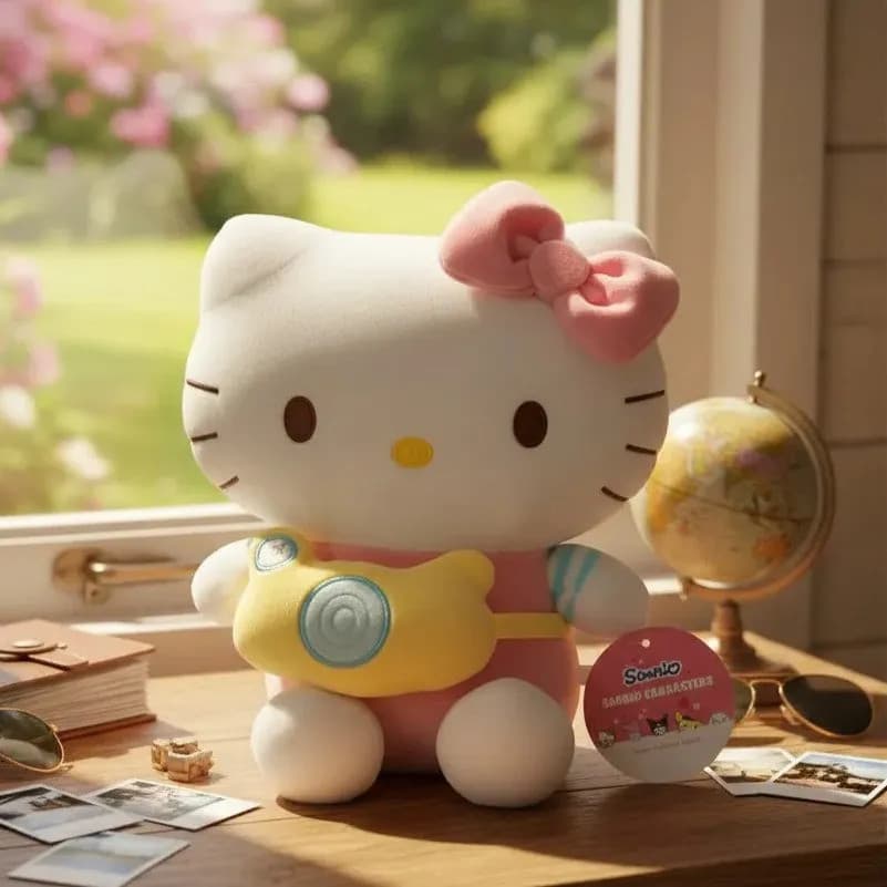 Urso de Pelúcia Hello Kitty 30cm Sanrio Fotógrafa Original Kawaii