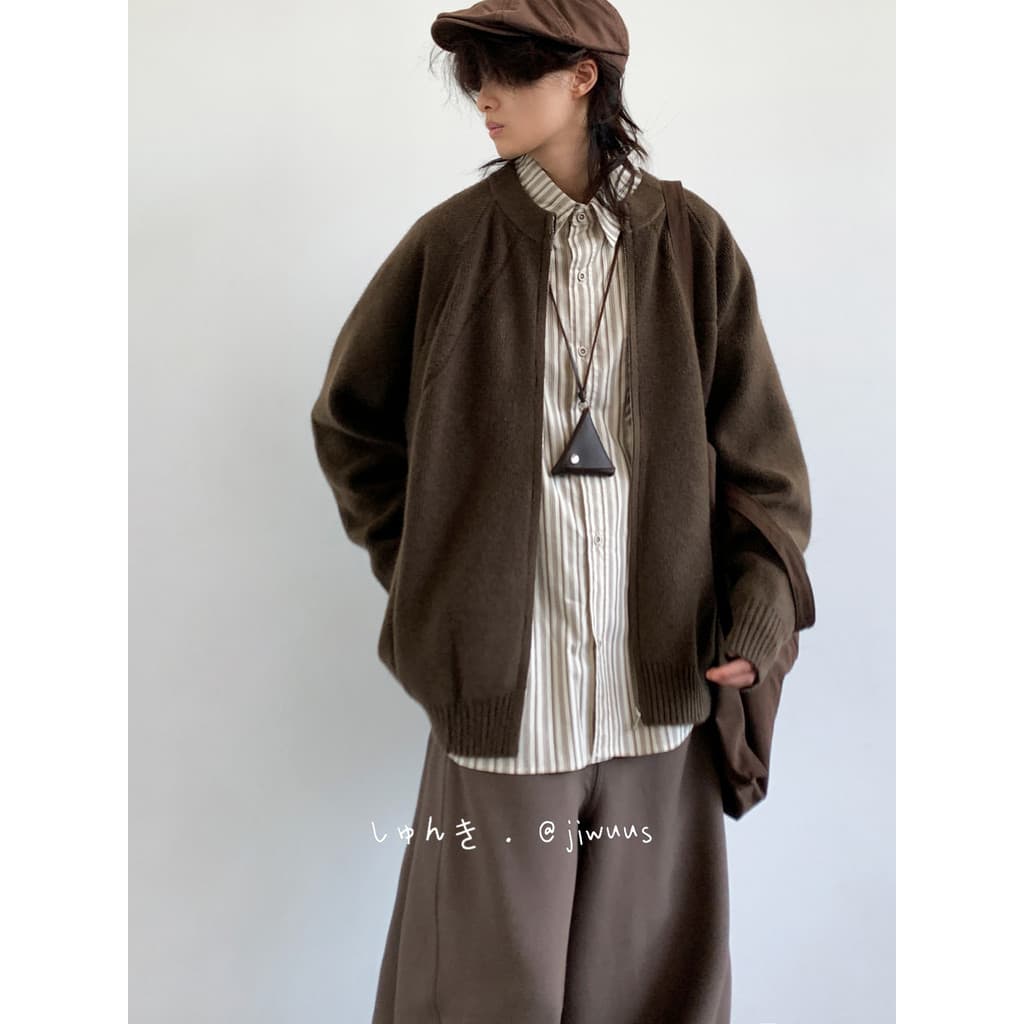 Outono japonês Retro malhas das mulheres dos homens solto estilo literário manga Raglan Cardigan esportes Casual camisol