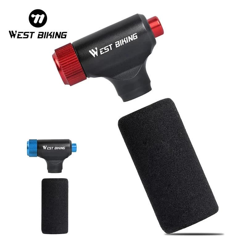 Bomba de Ar Mini CO2 WEST BIKING para Bicicleta, Inflador Rápido Portátil, Adaptador de Válvula Schrader e Presta, Bomba