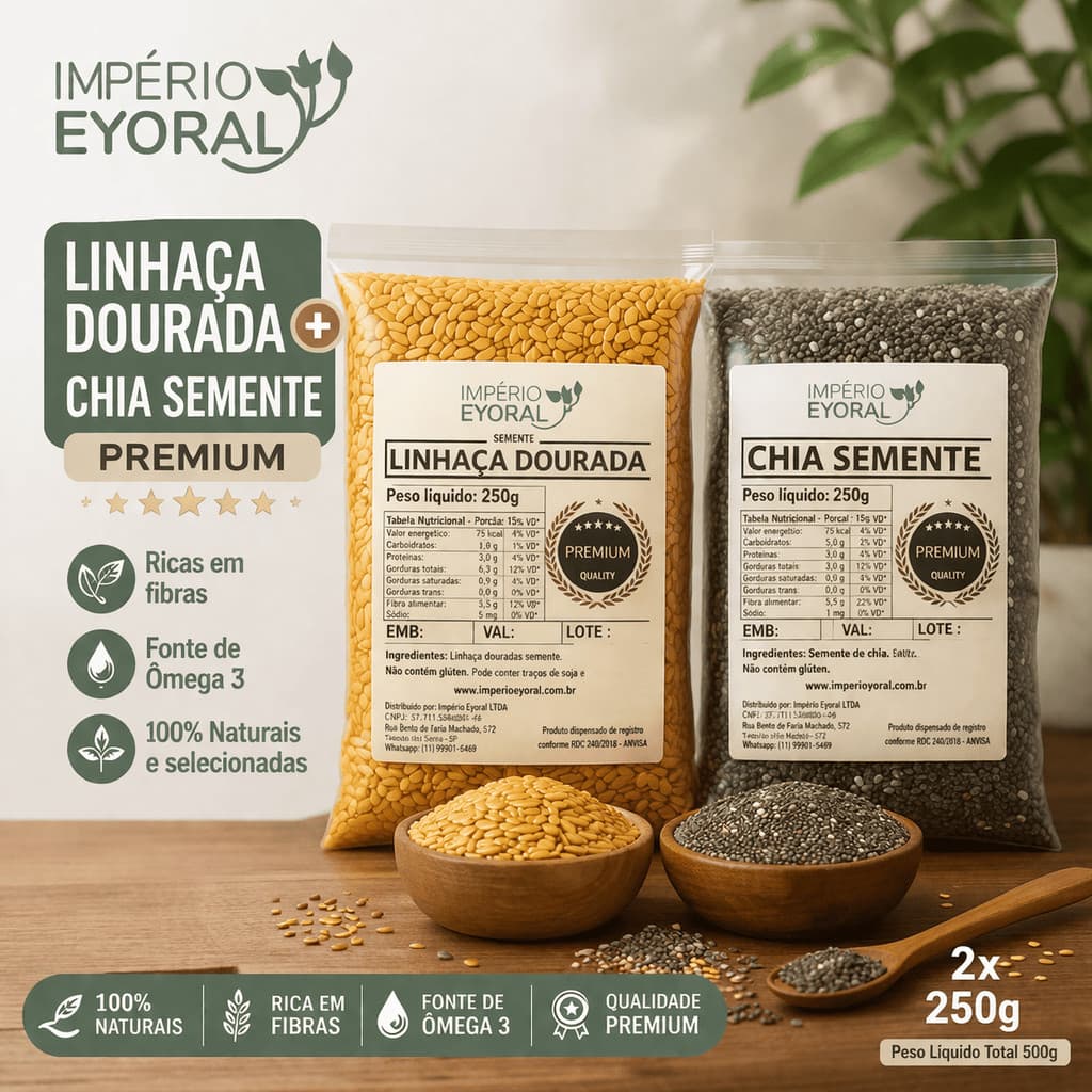 Semente de Chia + Linhaça Premium
