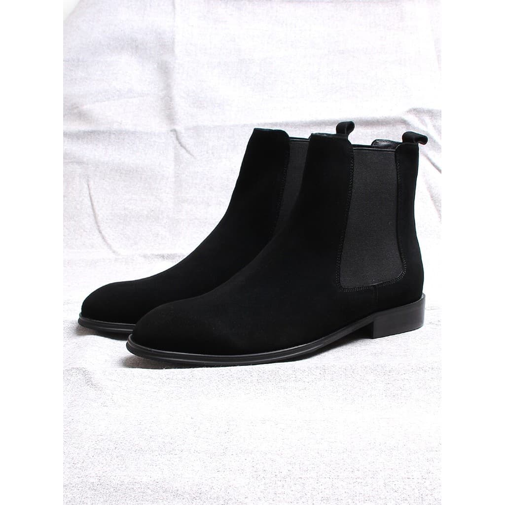 Chelsea botas masculinas de couro genuíno camurça de vaca botas curtas casuais camurça britânica botas masculinas forro