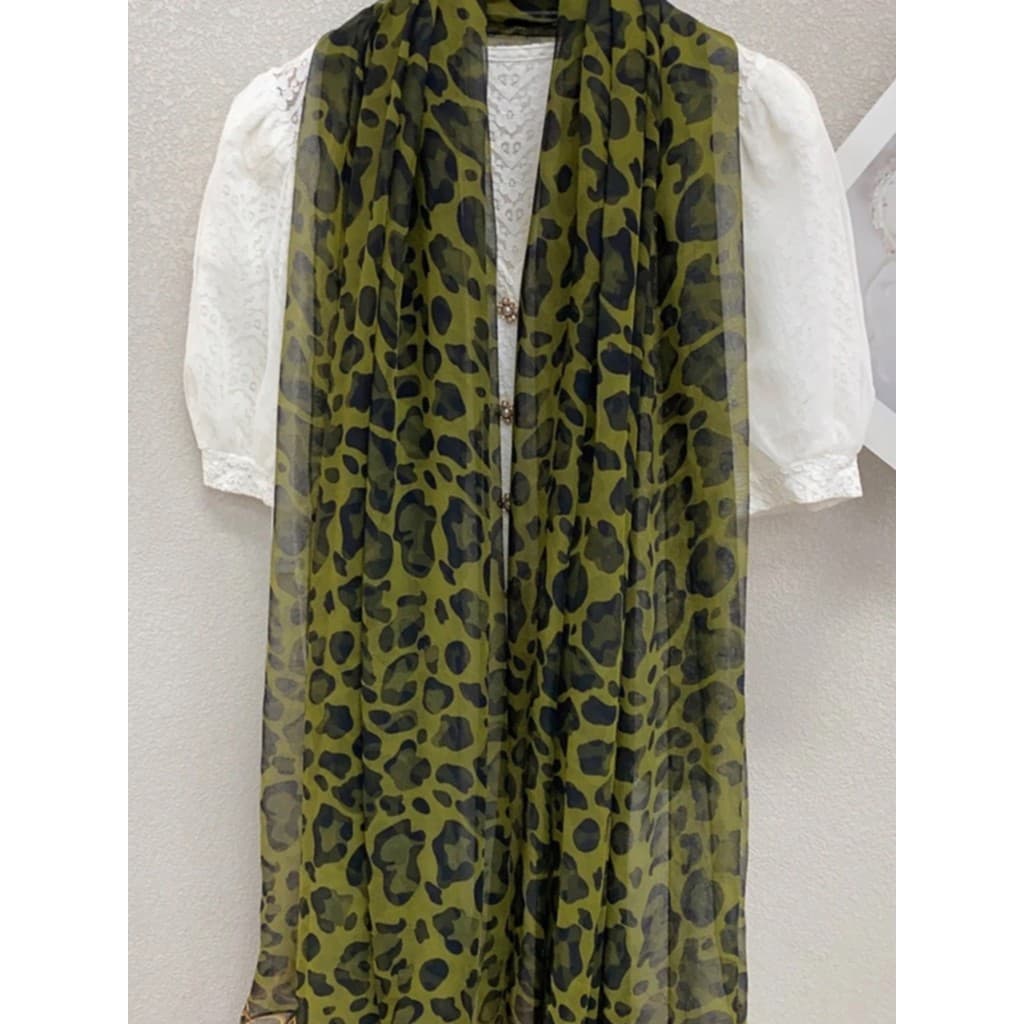 Outono inverno novo estilo crocodilo Crepe gaze cachecol de seda cachecol estilo longo Oversized All-Match verde leopard