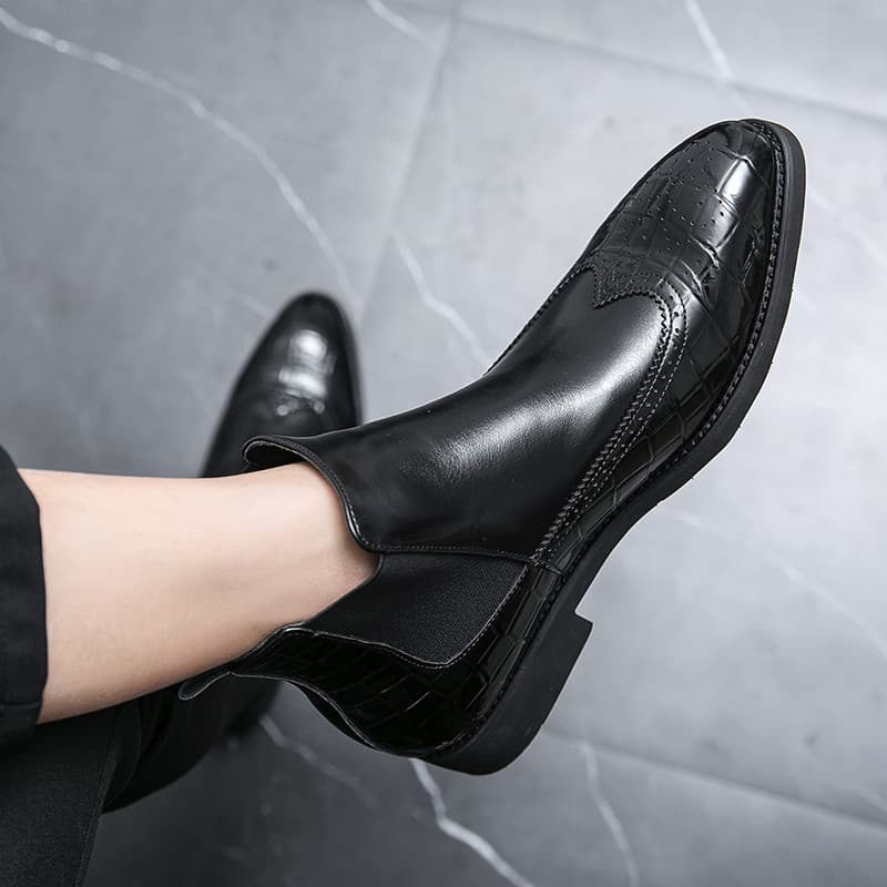 Chelsea botas masculinas sapatos britânicos meninos apontou Toe Retro Martin botas capa de couro pé outono inverno botas