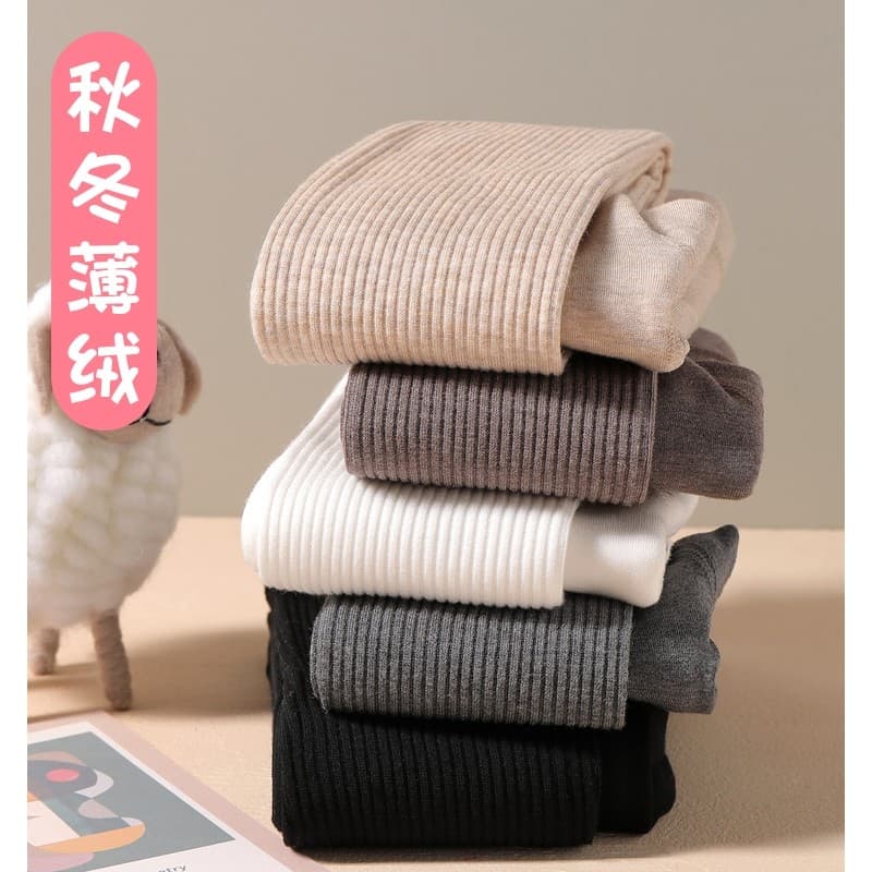 Meninas crianças primavera outono inverno leggings meias crianças listras verticais manter quente mais lã fina leggings