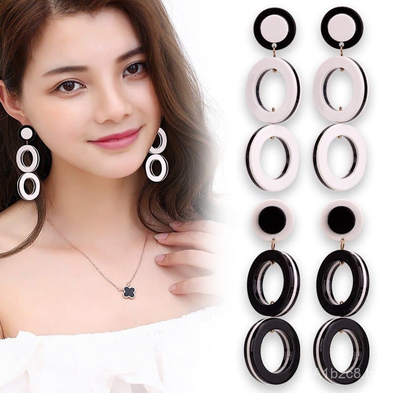 Brincos de acrílico personalizados em estilo coreano para mulheres, brincos redondos pendentes, acessórios de orelha sim