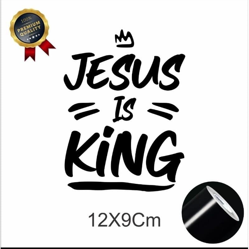 Adesivo para carro moto  Jesus is King - 12x9 Cm