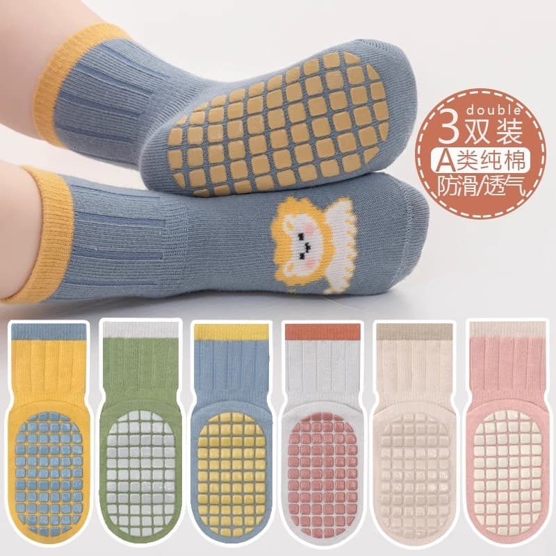 Meias de chão para bebês, meias antiderrapantes para outono e inverno, mais finas do que algodão puro, classe a, meias c