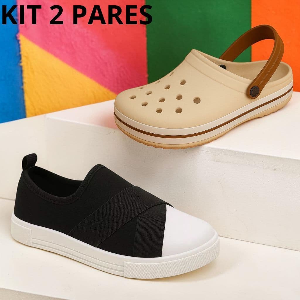 Kit 2 Pares Babuche Mais Tênis Calce Facil Unissex Confortável Promoção Original Compre Já