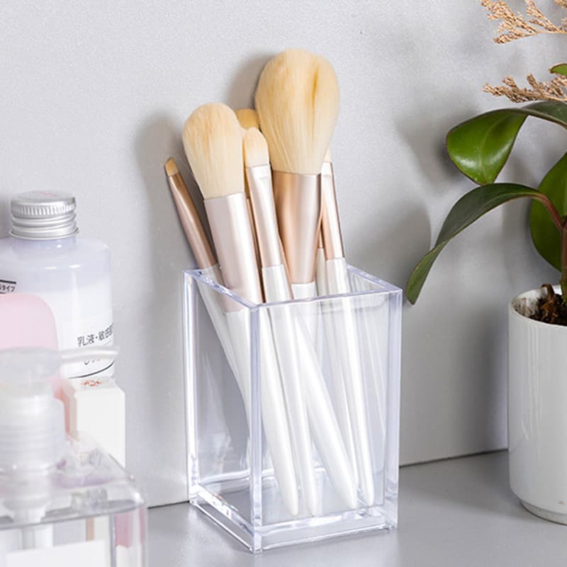 Ins Muji estilo transparente acrílico pincel de maquiagem tubo de armazenamento salão de beleza organizador de mesa caix