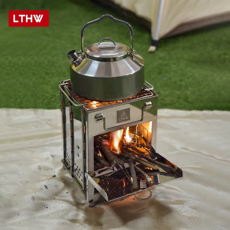 Fogão a lenha para viagem, fogão portátil para churrasco, acampamento, campo, carvão, grelhar, aquecimento, Mini