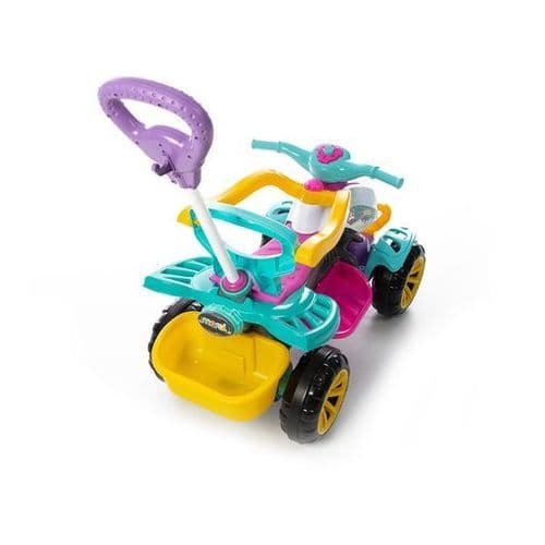 Carrinho Passeio Infantil Rosa Quadriciclo Pedal Haste Segurança Conforto Diversão Durável Leve