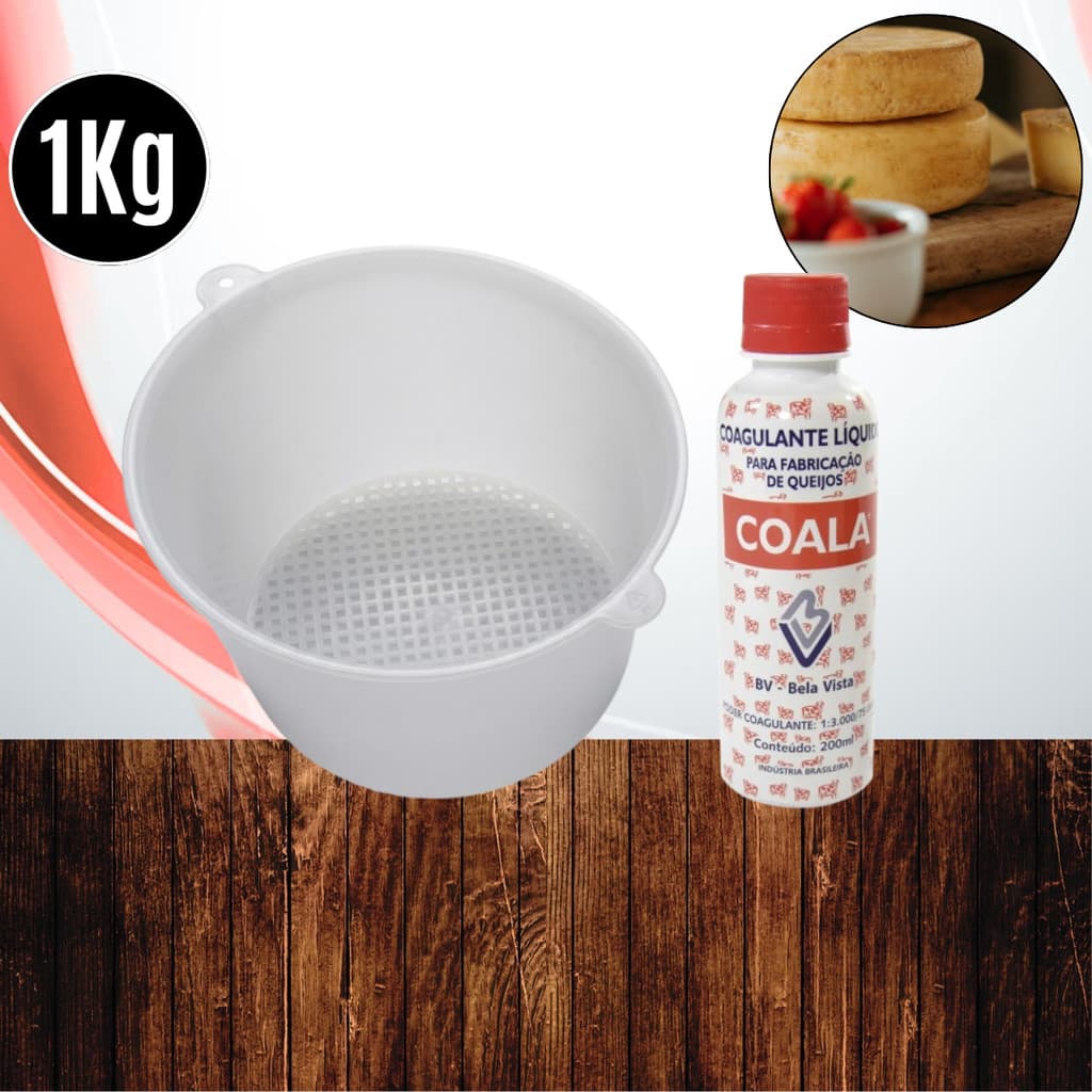 Forma 1kg (Especial e reforçada) + Coalho BV 200ml Coagulante de Queijos Minas Frescal e Requeijão