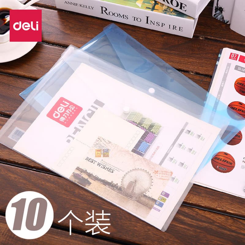 Bolsa de arquivo Deli Bolsa de arquivo de estudante A4 Bolsa de informações transparente Bolsa de arquivo de plástico pa