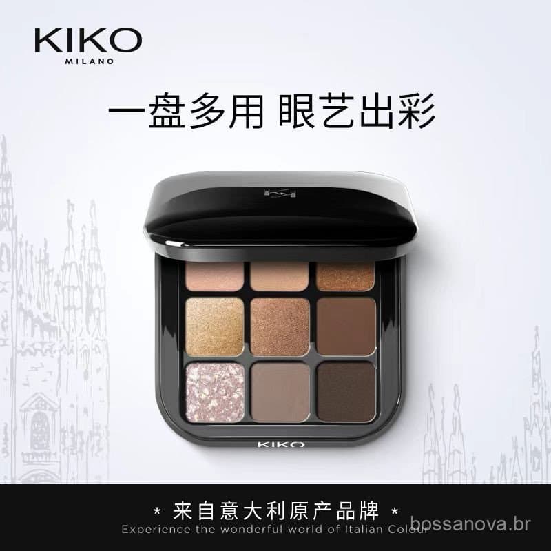 Paleta de Sombras para Olhos KIKO MILANO com Nove Cores, Pó Multi-Efeito, Textura Fina, Suave e Delicada, Sem Brilho Eva