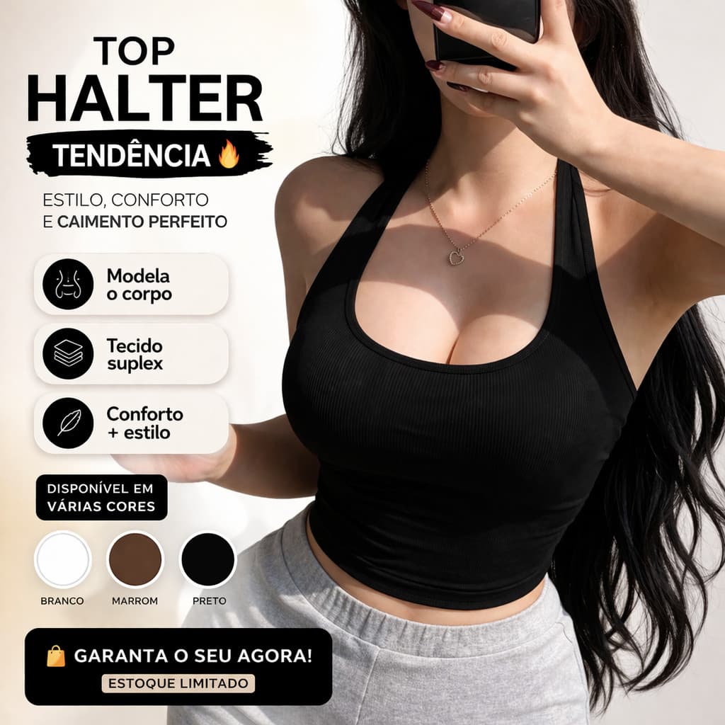 Regata Halter Blusinha Frente Unica Alça Suplex
