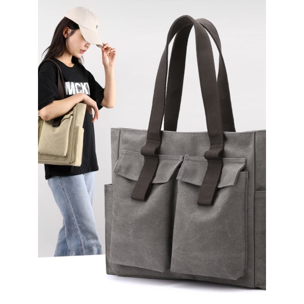 Bolsa de lona de grande capacidade bolsa feminina All-Match bolsa de ombro Commuter sacola de trabalho de computador bol