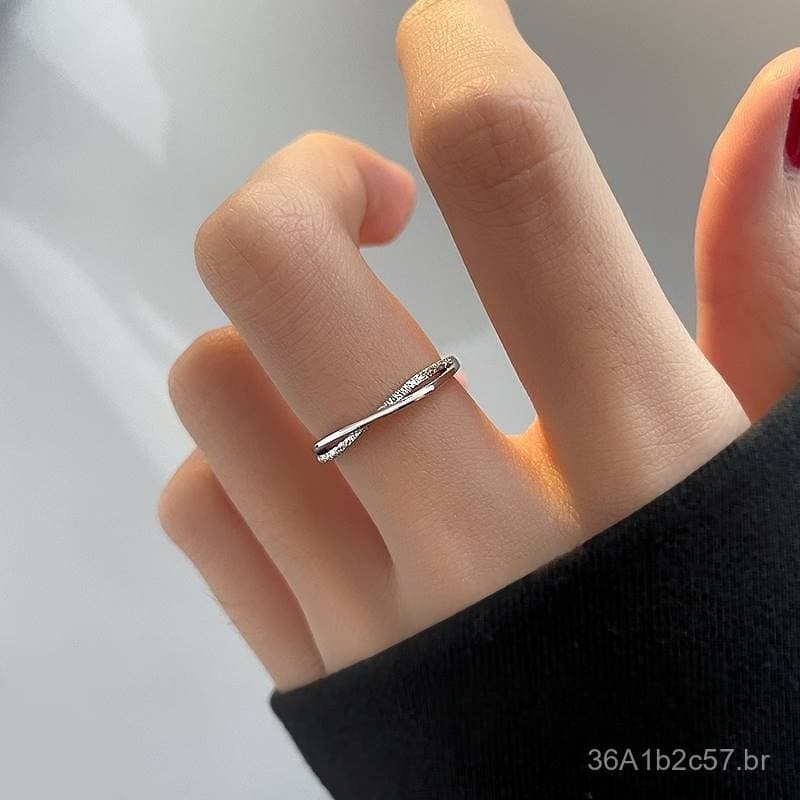 Anel feminino banhado a prata 925, design exclusivo, anel simples, luxo discreto, novo estilo moderno, sensação de alta
