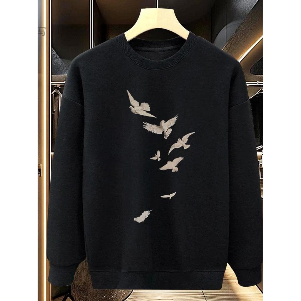 Único na moda pesado em torno do pescoço moletom bonito rua solto Casual outono impressão moda masculina suor na moda