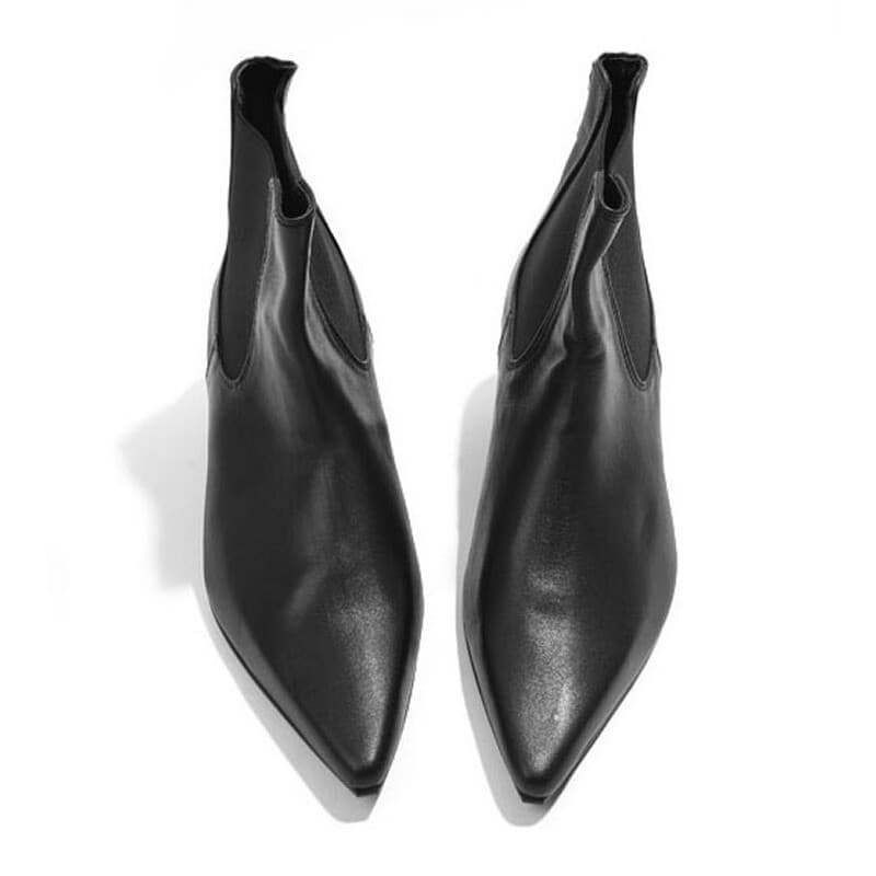 Sapatos de couro de dedo apontado estilo britânico botas Chelsea de couro genuíno botas de aumento masculino sapatos de