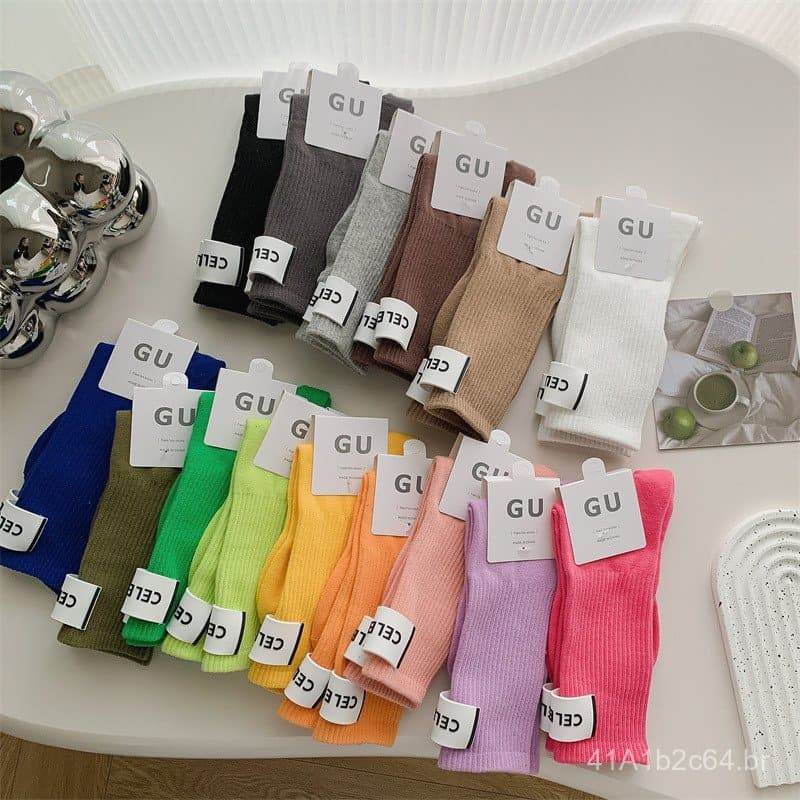 Meias longas femininas, meias até a panturrilha, cor sólida, estilo fino para o verão, estilo urbano, populares online,