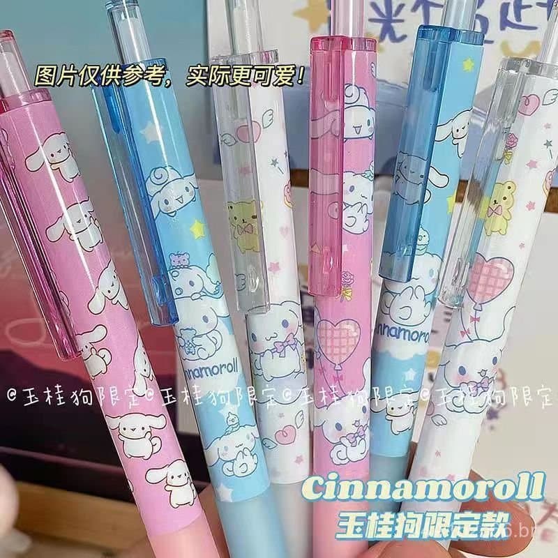 Caneta Gel Retrátil Cinnamoroll Edição Limitada Sanrio, Caneta de Água Preta de 0,5mm de Alta Qualidade, Caneta de Assin