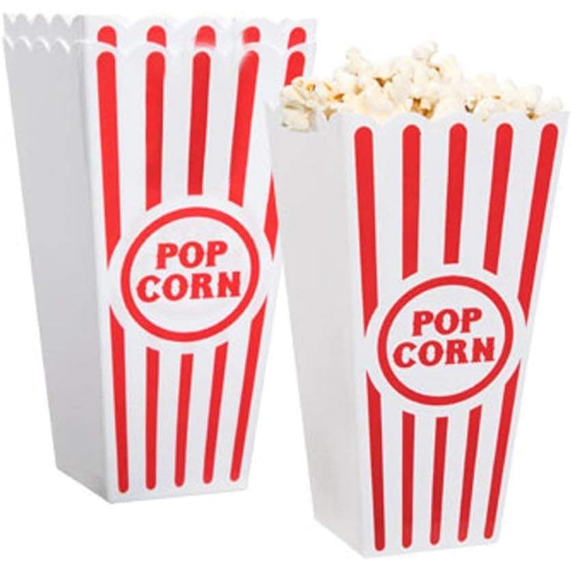 Recipientes Clássicos de Pipoca em Plástico Vermelho e Branco da Novelty Place para Noite de Cinema - 7,8 polegadas de a