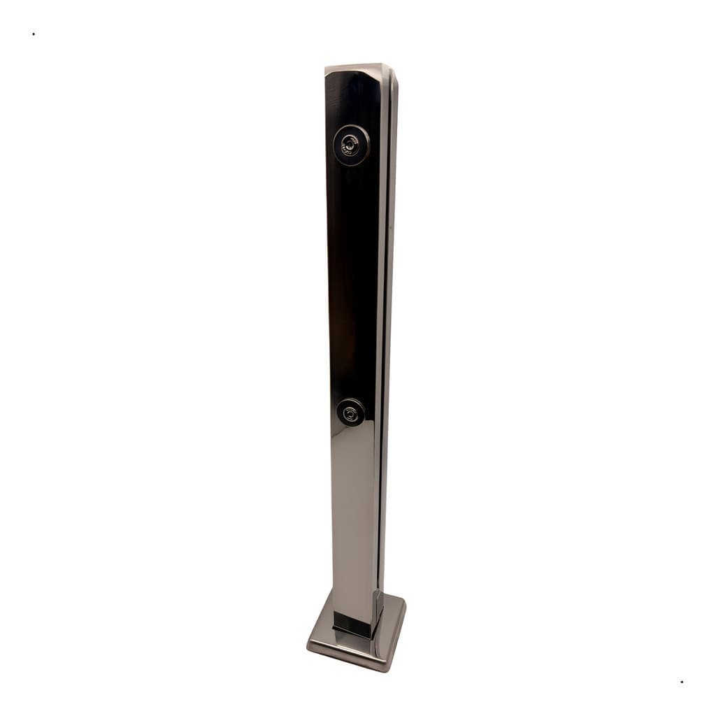 Coluna Torre Inox 304 50cm Polido Guarda Corpo Vidro