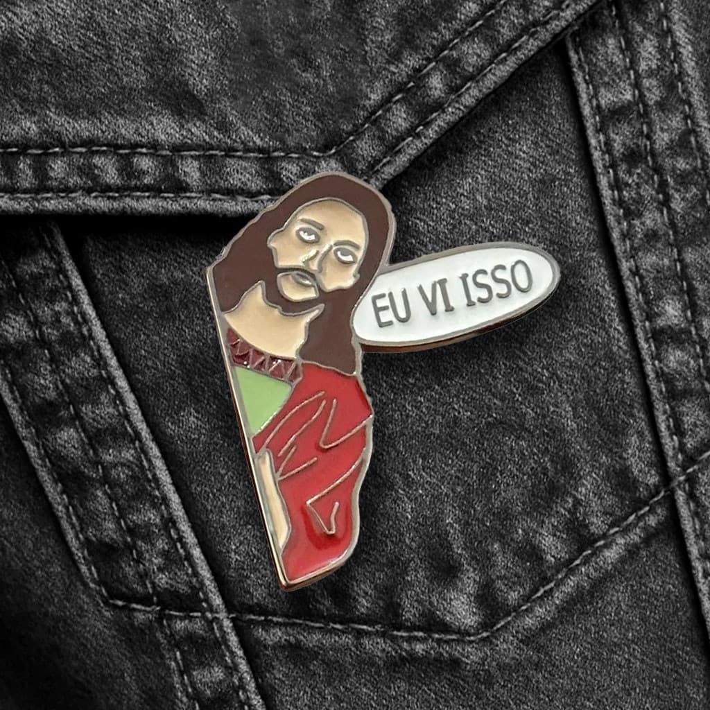 Pin de Metal Jesus Eu Vi Isso Broches para Mochila e Roupas