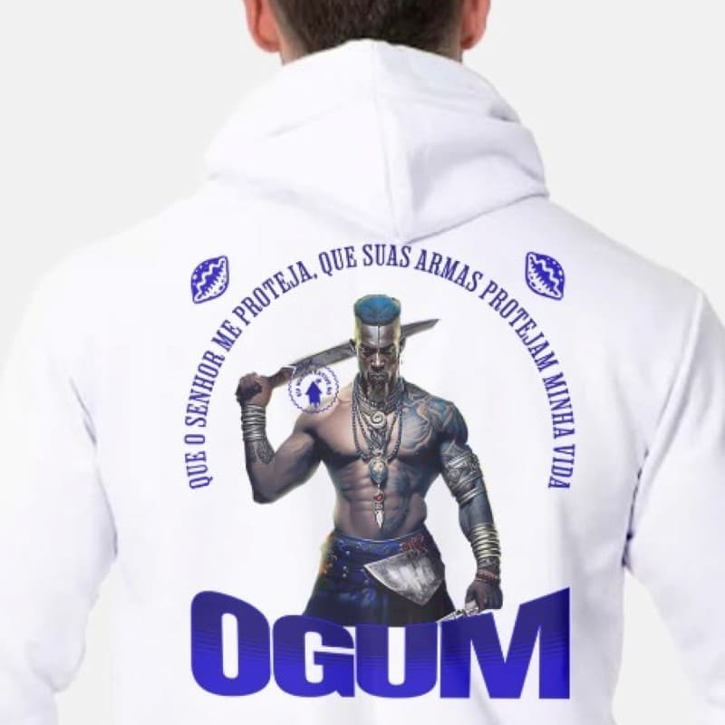 Blusão Flanelado Umbanda Moletom Frio Ogum Orixá Candomblé Umbanda Unissex Outono Inverno Unissex