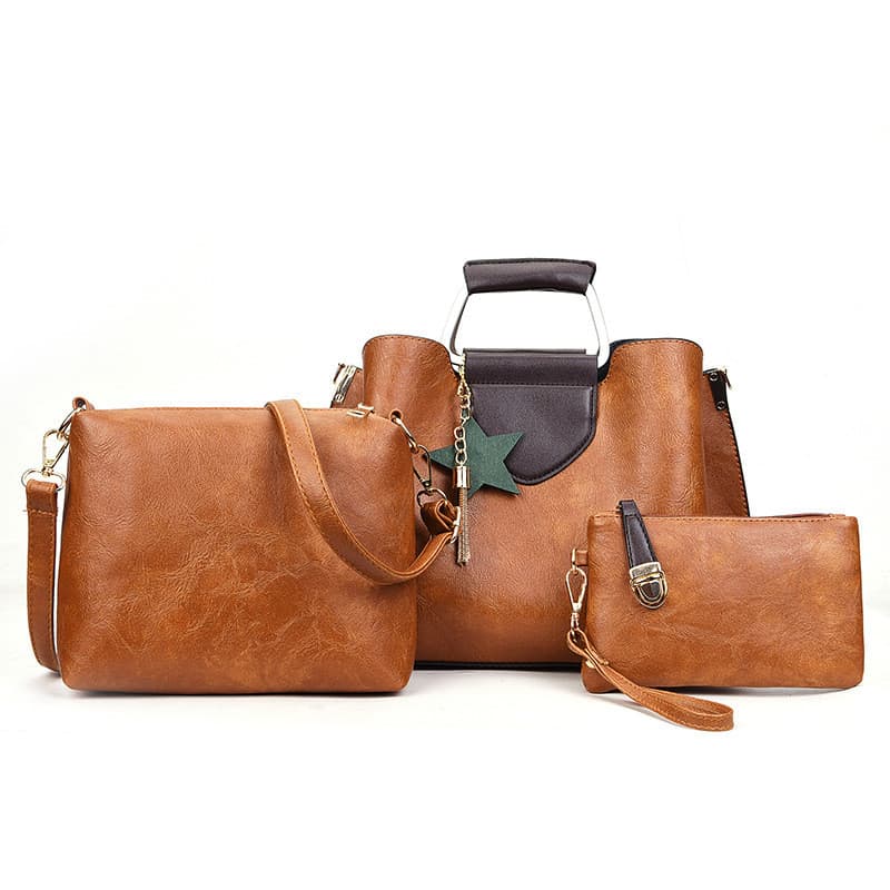 Saco novo estilo balde saco feminino criança mãe conjunto de três peças moda novo estilo borla saco do mensageiro do plu