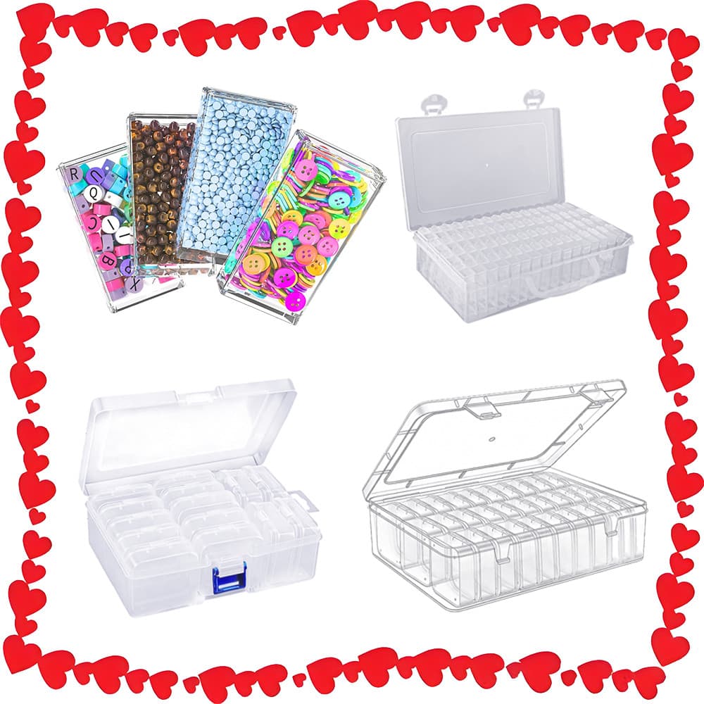 Organizador portátil de contas, 64/30/14 frascos caixas de armazenamento transparentes, estojo de artesanato de viagem