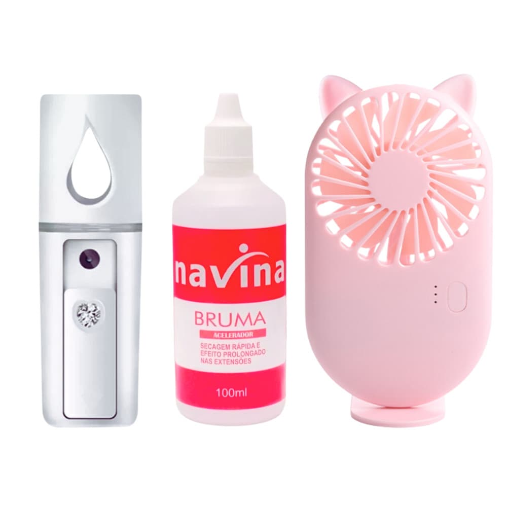 Kit Bruma Navina / Mini Ventilador / Nano Spray Para Cílios