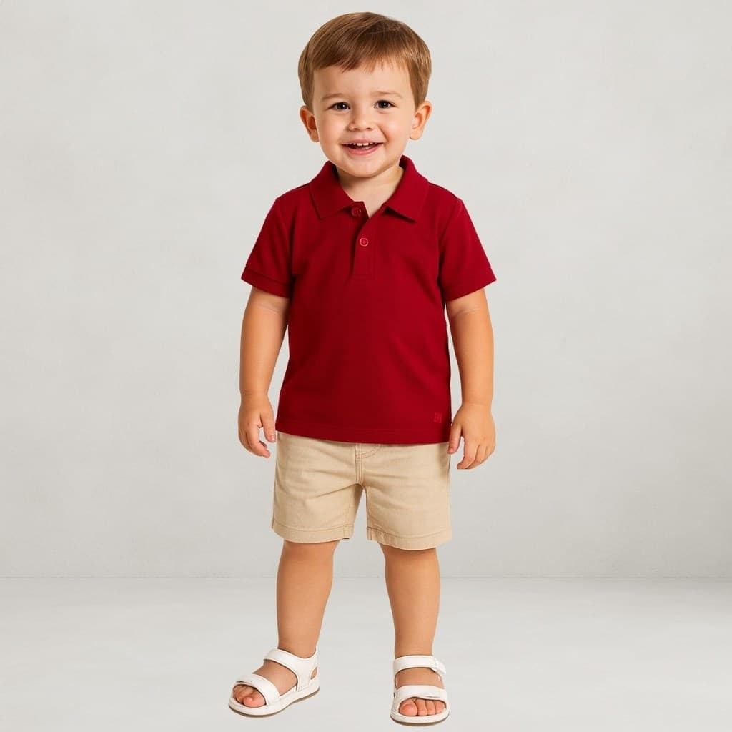 Camisa Polo Infantil e Juvenil Menino Verão Lisa Natal Ano Novo Festa Milon 15260
