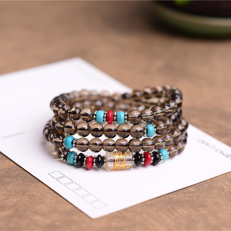 Novidade para 2025 Ice Obsidian 108 contas pulseira de três círculos gelo três círculos mais Mantra de seis caracteres20
