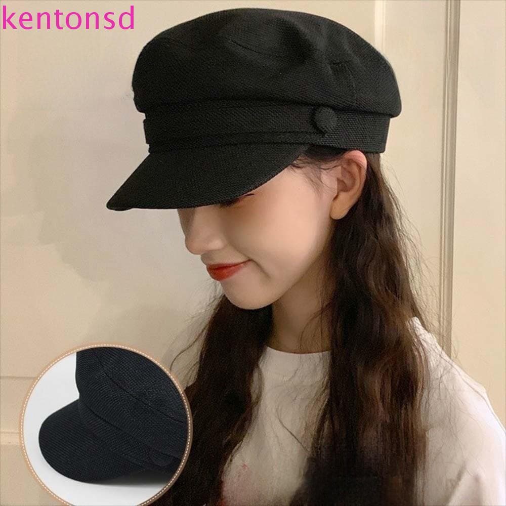 Chapéu Octogonal de Moda KENTONSD Estilo Coreano Boina de Algodão e Linho para Mulheres Chapéu Artístico Aba Reta YCLQ
