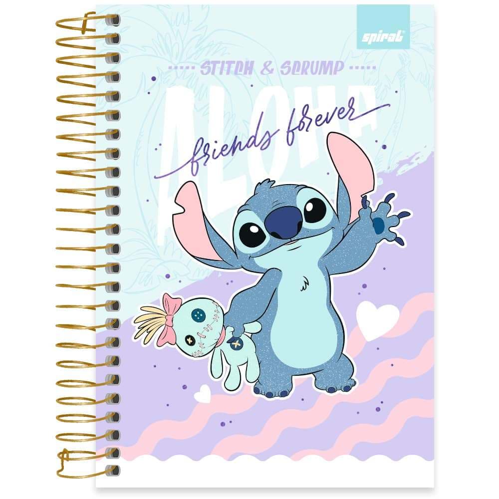 Caderno 1/4 Capa Dura Espiral 160 Folhas Stitch Spiral 1 UN