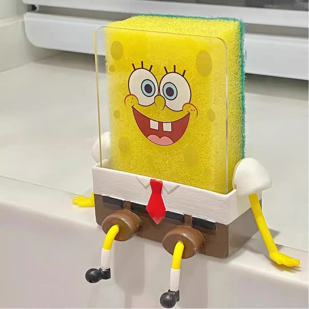 Caixa De Sabão Dos Desenhos Animados Pia Dreno Suporte Cozinha Suprimentos Rack Bob Esponja Fixado Na Parede