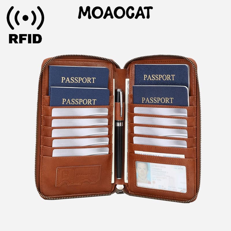 MOAOCAT Novo Porta-passaporte com Bloqueio RFID Design Criativo de Avião Carteira de Viagem com Zíper No 344
