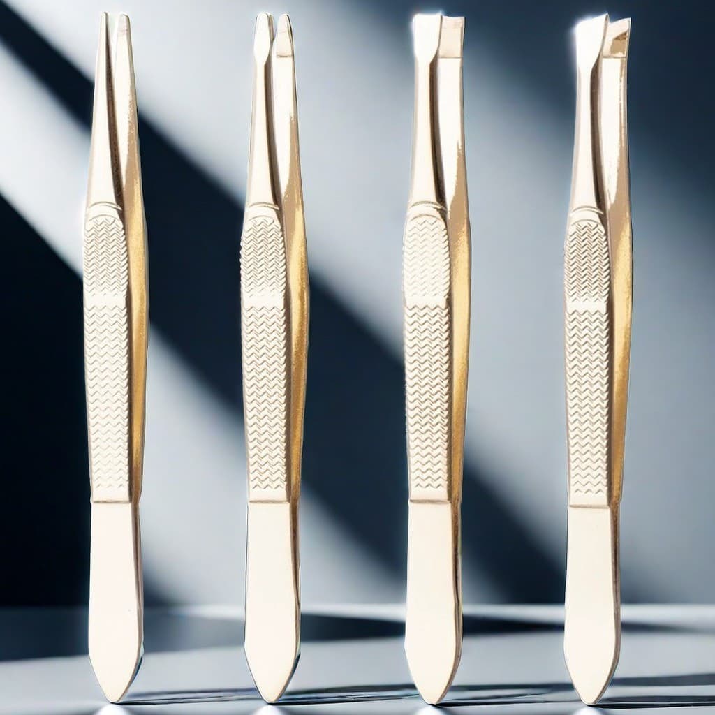 Kit 4 Pinças Dourado Profissional Em Aço Inoxidável Para Sobrancelha Remoção De Pelos Sobrancelha