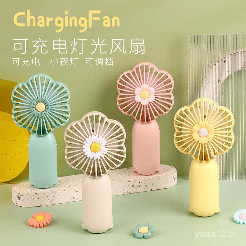 Ventilador Portátil Mini Recarregável USB Criativo com Design de Desenho Animado para Escritório e Estudantes