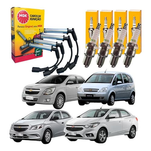 Kit Cabos E Velas Original Ngk Onix / Prisma 2012 1.4 8v Preto