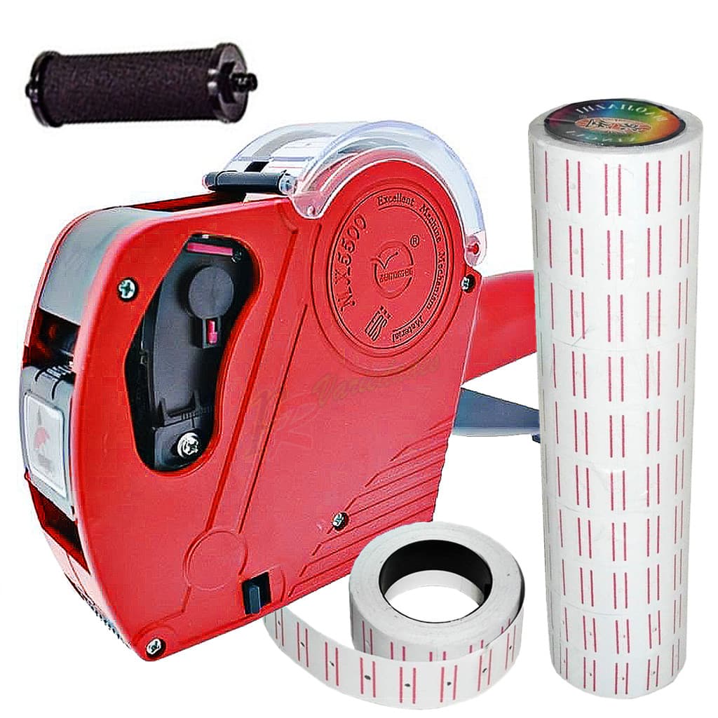 Etiquetadora Vermelho Manual De Preços+10 Rolos De Etiquetas