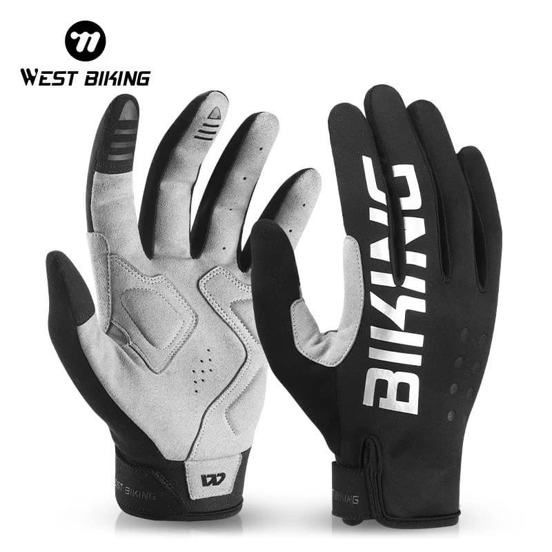 WEST BIKING Luvas Térmicas de Ciclismo para Outono e Inverno Masculinas com Tela Sensível ao Toque, Luvas de Dedo Inteir