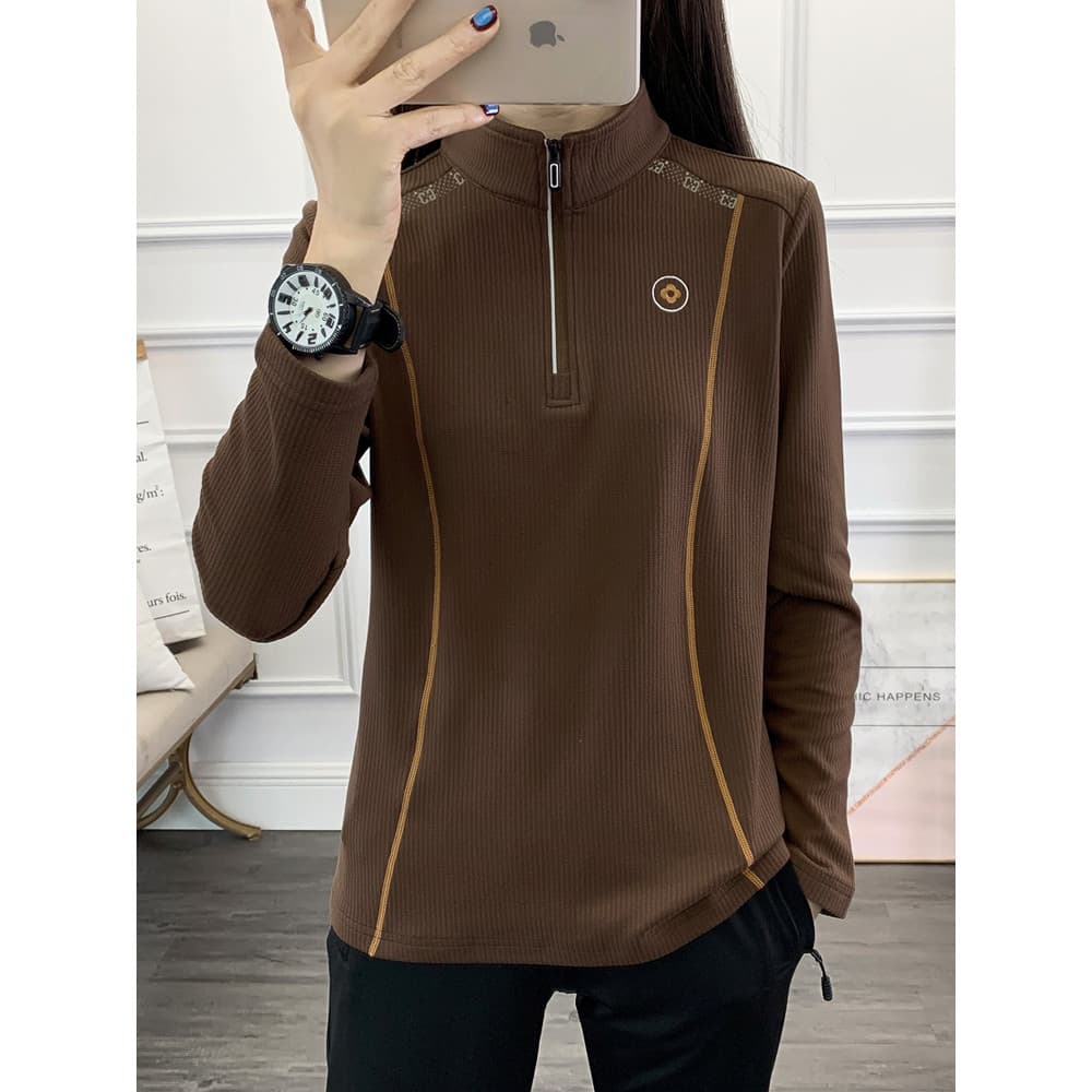 Novo produto Casual esportes feminino moletom de veludo alemão macio confortável estiramento gola alta manga comprida Al
