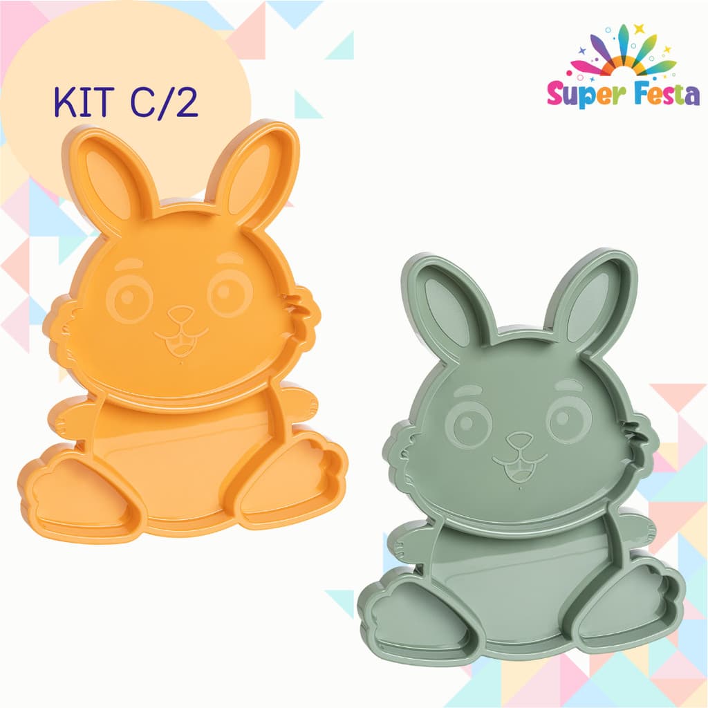 Kit 2 Bandejas Petisqueira Coelho Diversas Cores