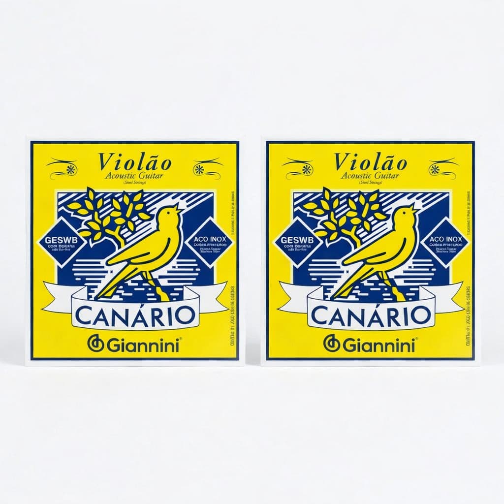 Kit 2 Jogo Cordas Encordoamento Violao Aco Giannini Canario 6 Cordas Bolinha Aco Inox Cobre Prateado