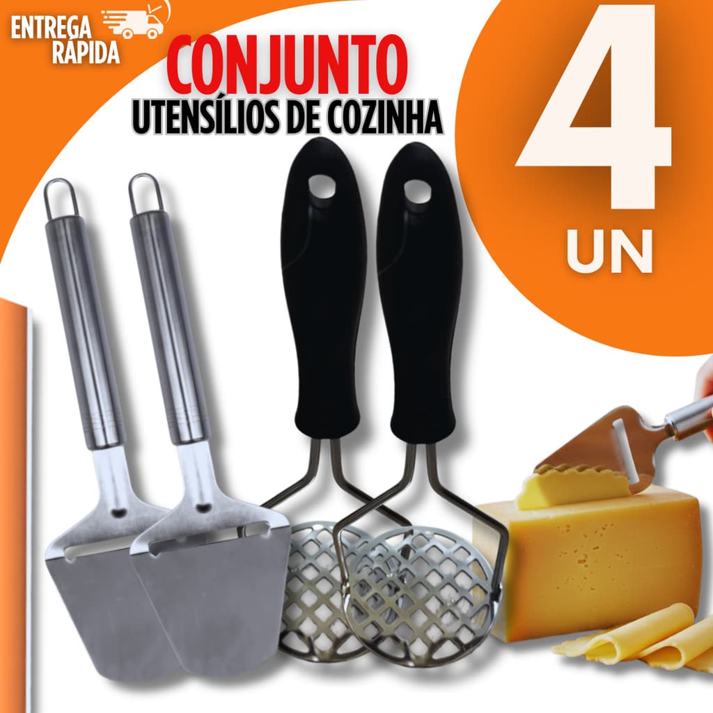 Plaina para queijo e Amassador de Batata Inox Manual Resistente Pressão Rápida Qualidade Garantida