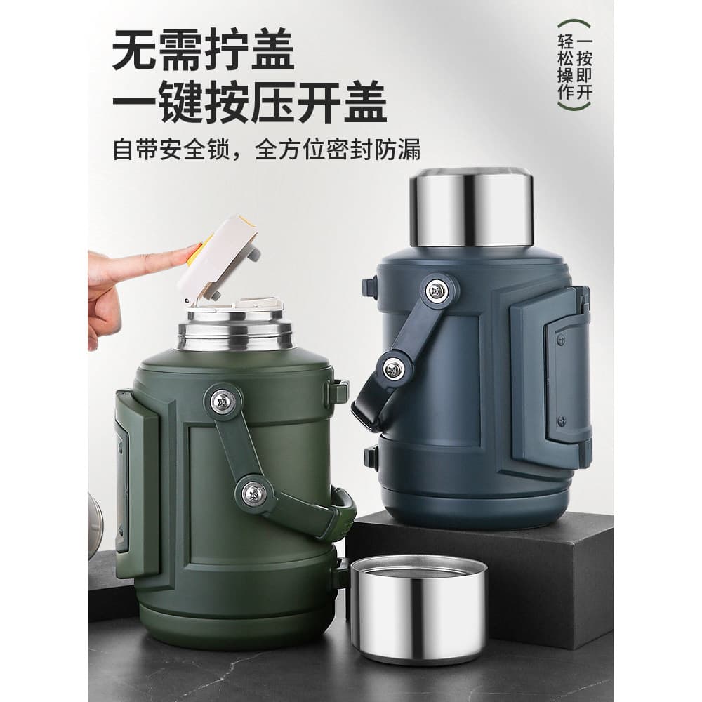 Garrafa térmica de viagem para carro, aço inoxidável, grande capacidade, 5L, viagem ao ar livre, garrafa térmica de água