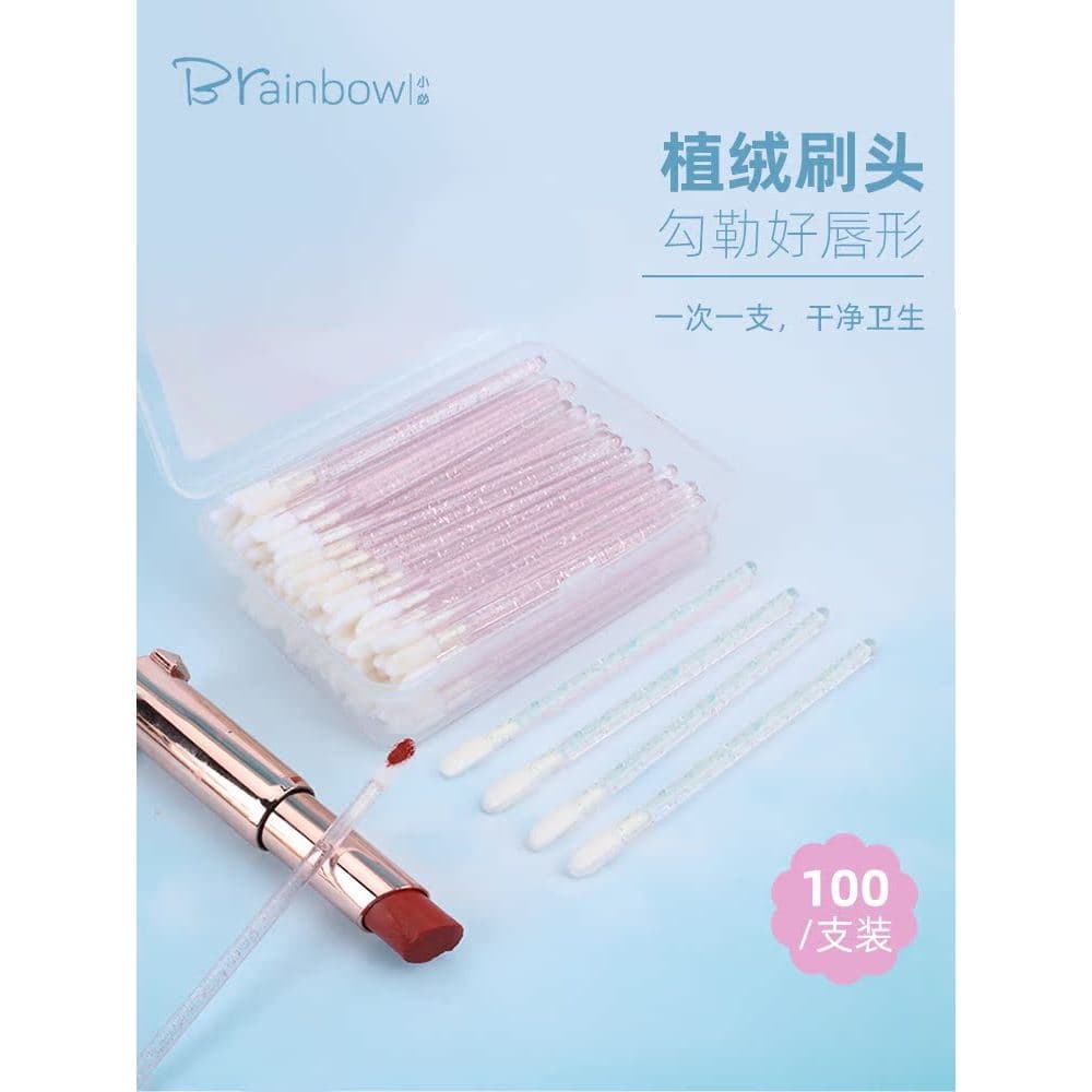 Brainbow 100 pçs/caixa escova labial descartável vara reunindo portátil mancha batom escova maquiagem artista dedicado l