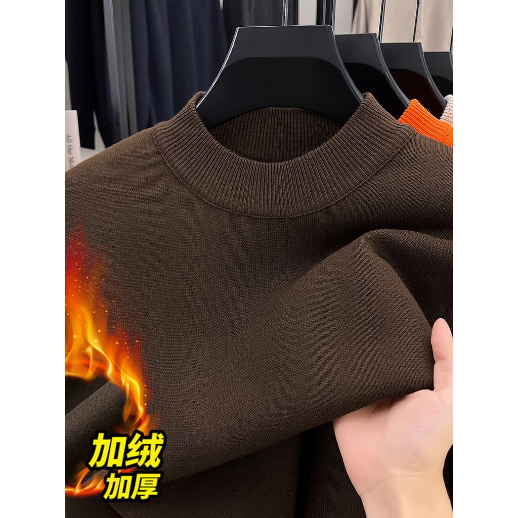 2025 novo simples cor sólida forro de lã engrossado camisola quente masculina de uma peça velo Pit Strip camisola de mal